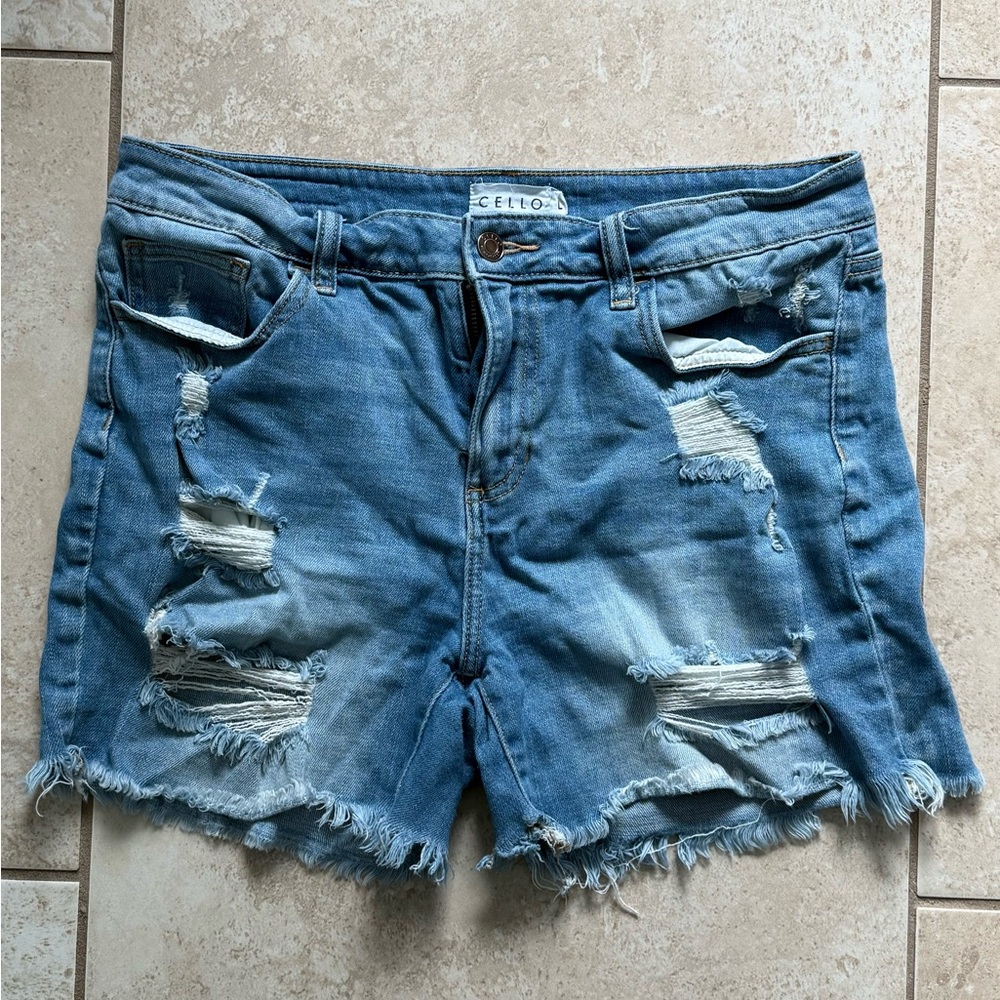 Cello Women's Ripped Blue Jean Shorts